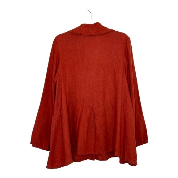 Bryn Walker Heavy Linen Barnaby Jacket Size M Rust Red Lagenlook - Picture 2 of 6